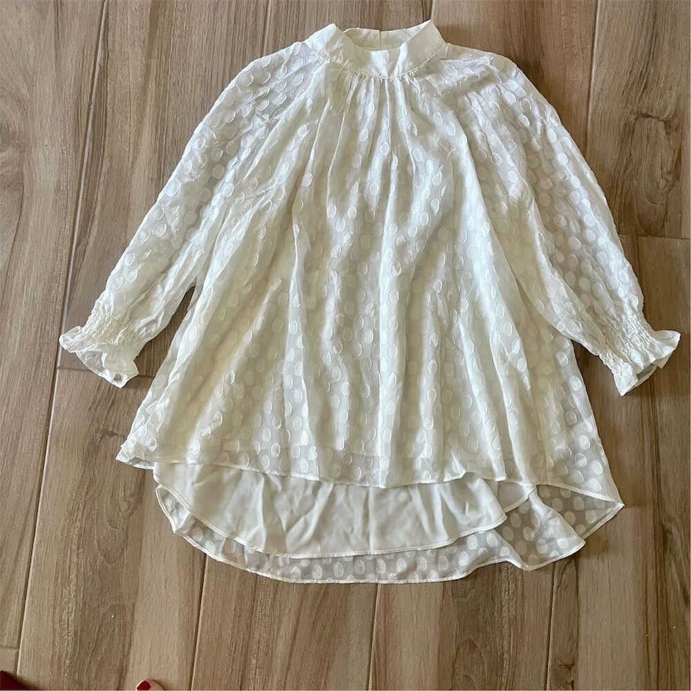 Women's Ivory Mock Neck Long Sleeve Blouse Size S